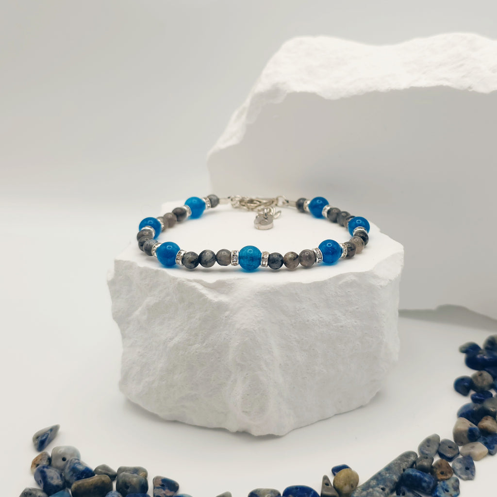 Labradorite and Sapphire Jade Beaded Bracelet [For Protective Energy]