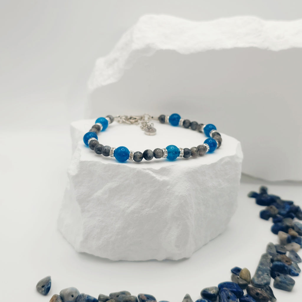 Labradorite and Sapphire Jade Beaded Bracelet [For Protective Energy]