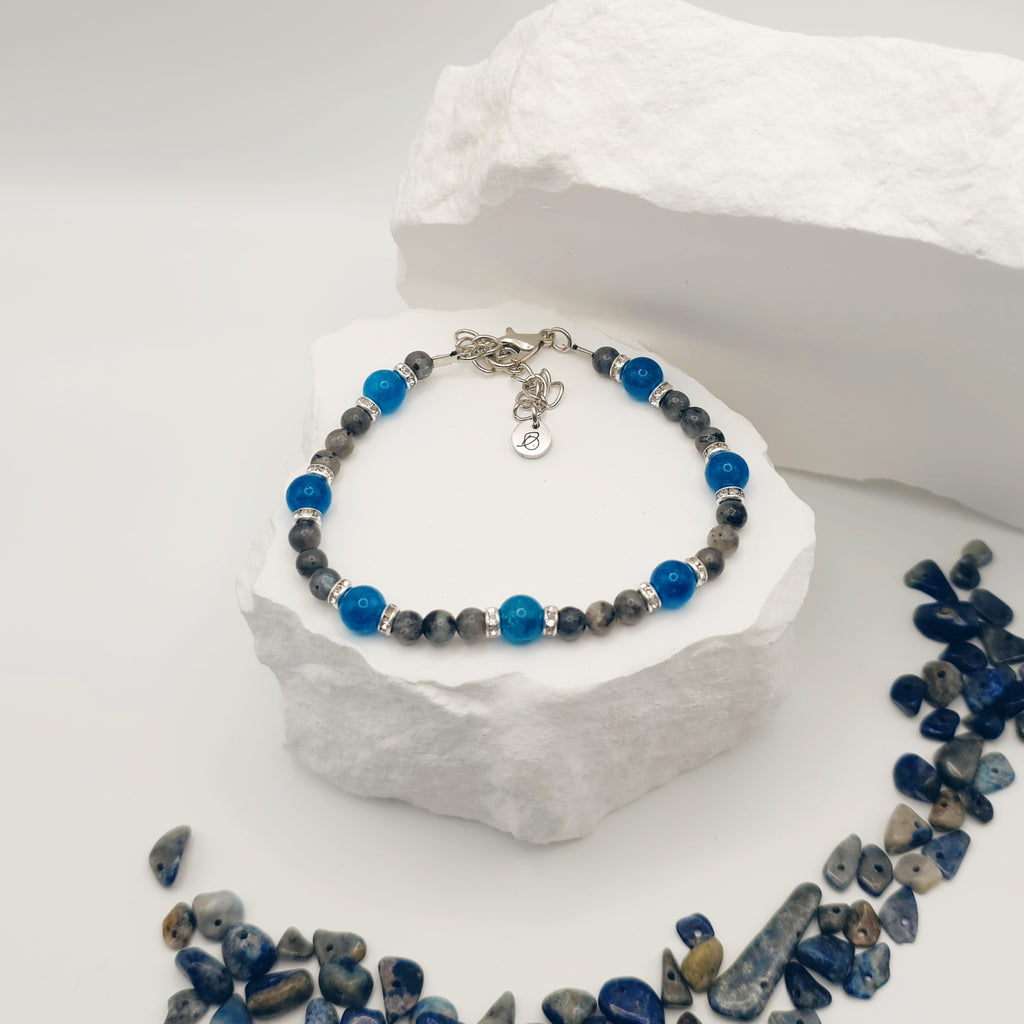Labradorite and Sapphire Jade Beaded Bracelet [For Protective Energy]