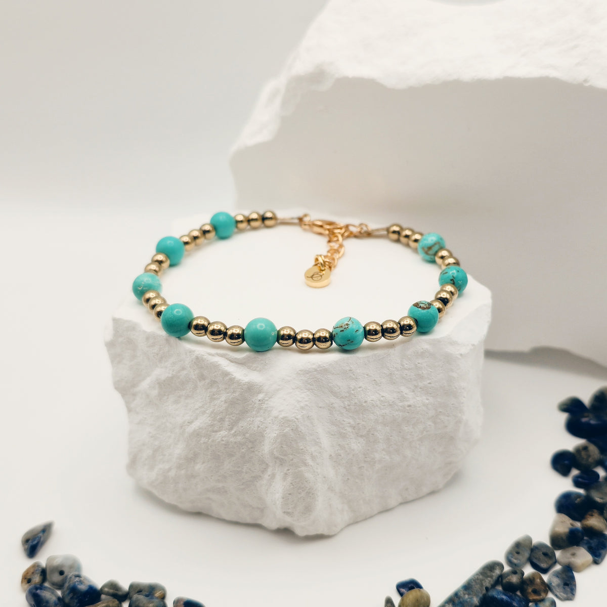 Turquoise and Pyrite Beaded Bracelet [For Confidence]