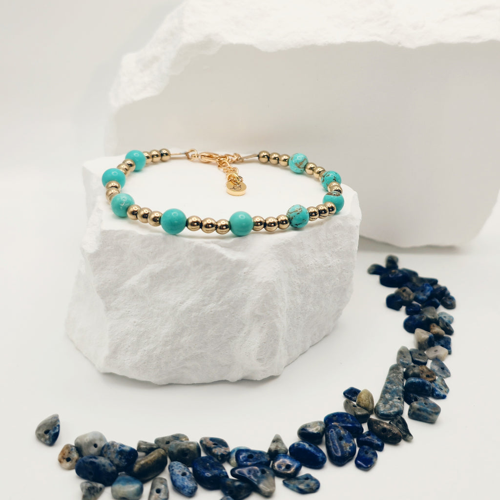 Turquoise and Pyrite Beaded Bracelet [For Confidence]