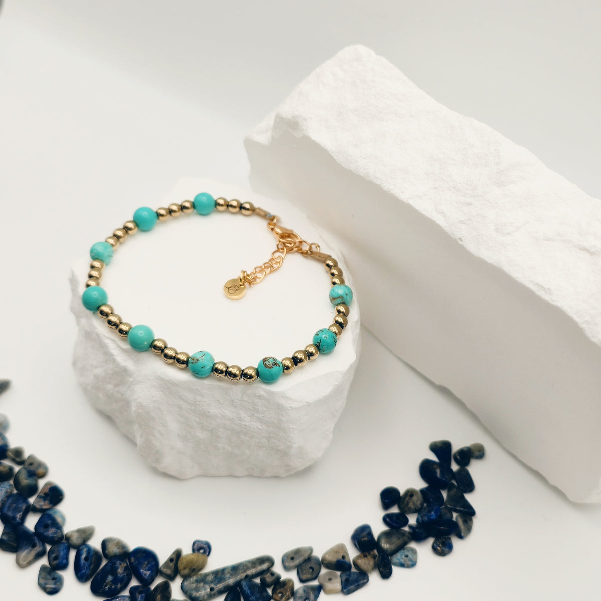 Turquoise and Pyrite Beaded Bracelet [For Confidence]