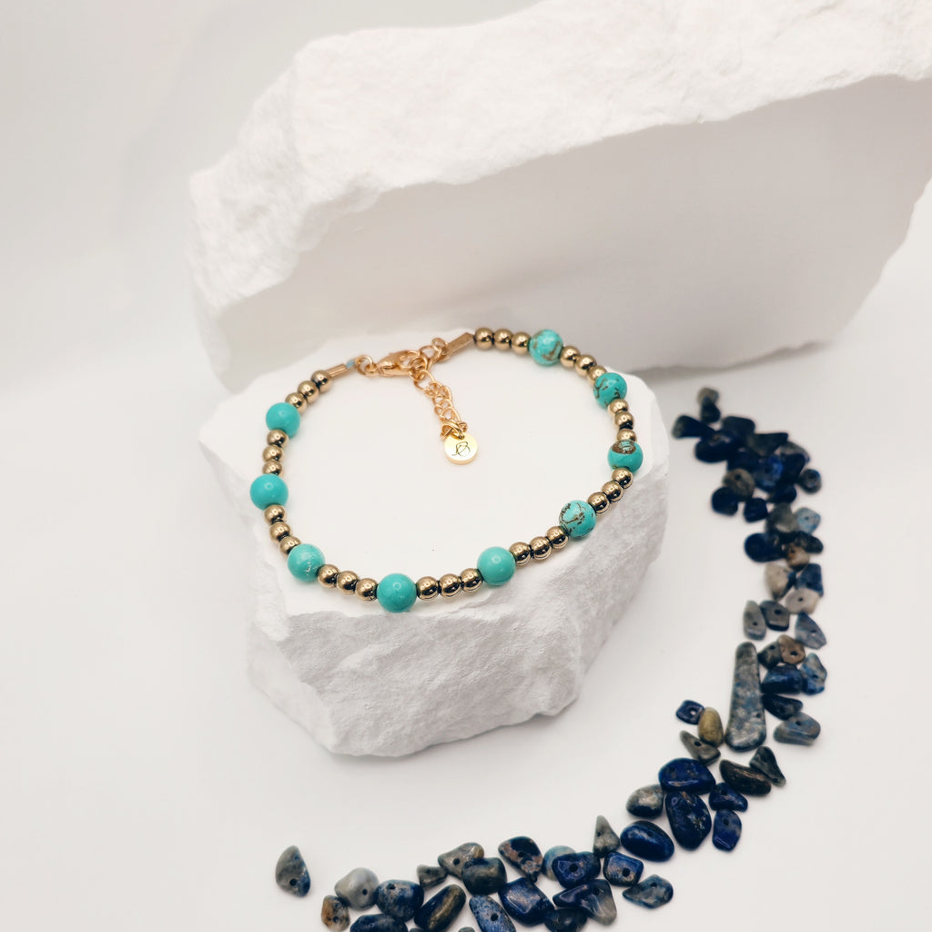 Turquoise and Pyrite Beaded Bracelet [For Confidence]