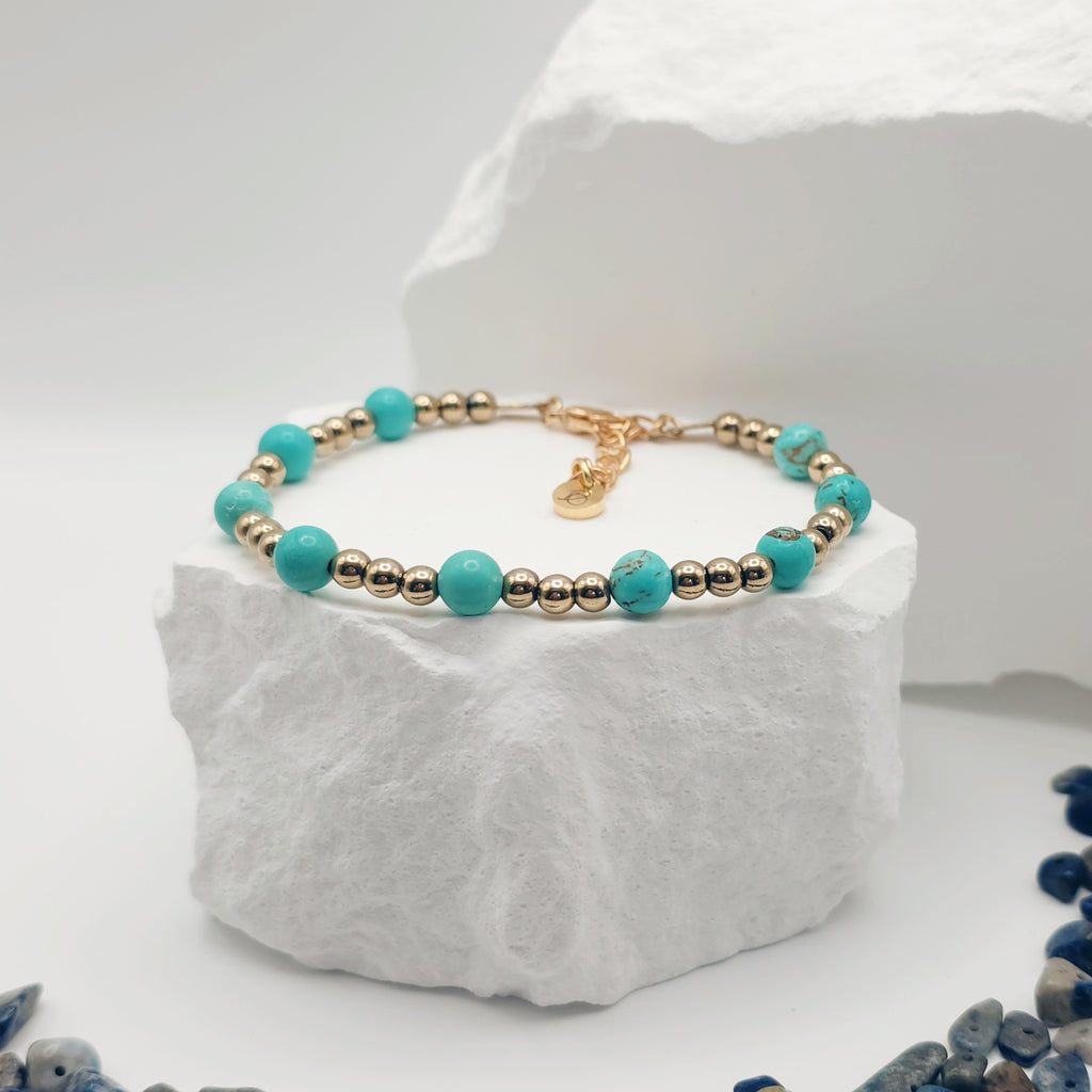 Turquoise and Pyrite Beaded Bracelet [For Confidence]