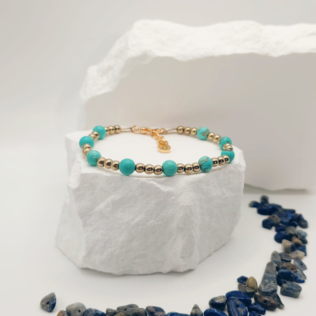 Turquoise and Pyrite Beaded Bracelet [For Confidence]