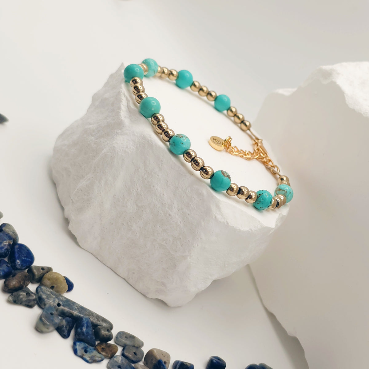 Turquoise and Pyrite Beaded Bracelet [For Confidence]