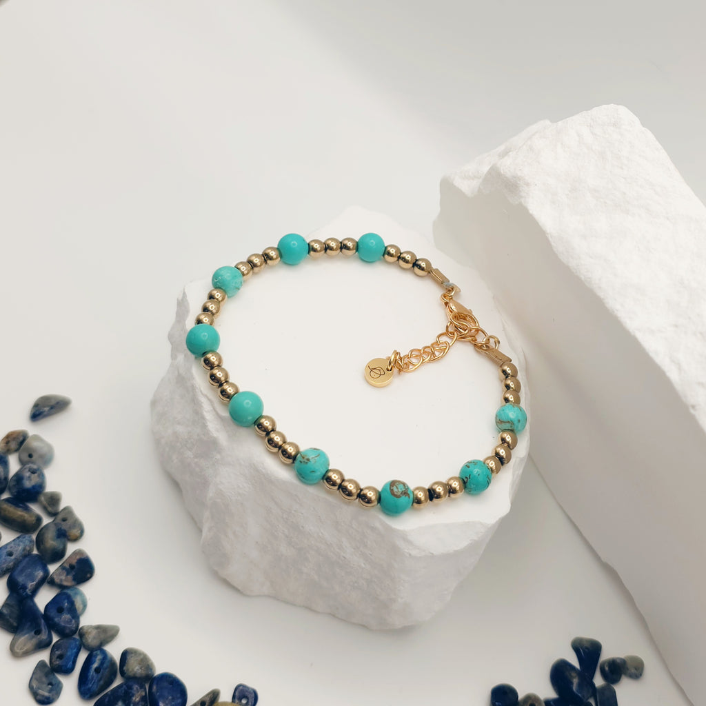 Turquoise and Pyrite Beaded Bracelet [For Confidence]