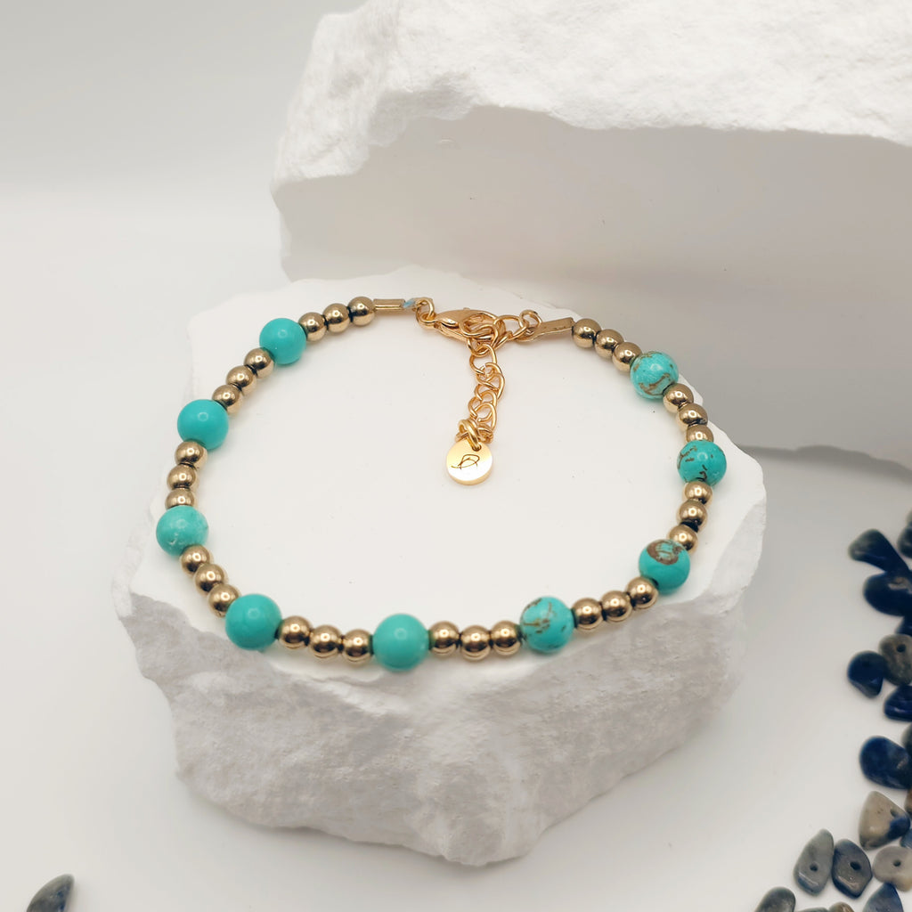 Turquoise and Pyrite Beaded Bracelet [For Confidence]