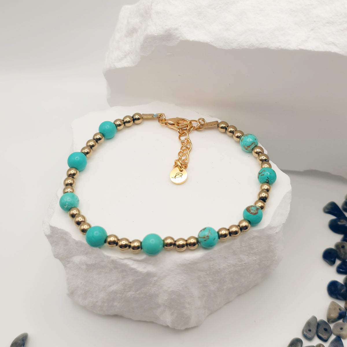 Turquoise and Pyrite Beaded Bracelet [For Confidence]