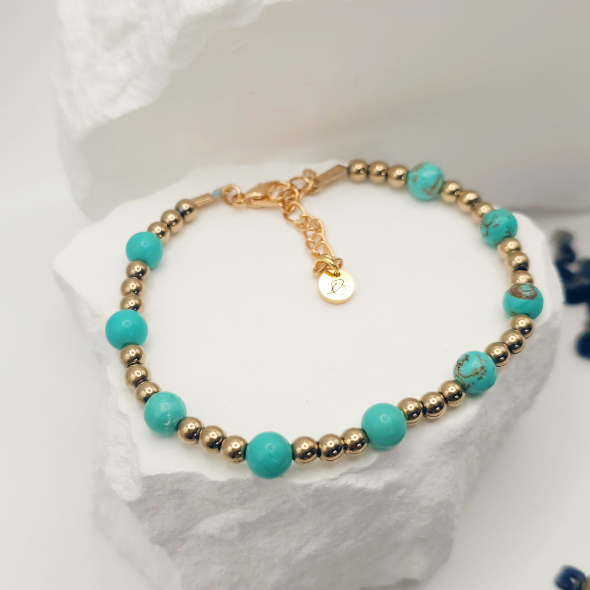 Turquoise and Pyrite Beaded Bracelet [For Confidence]