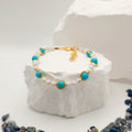 Blue and White-Gold Turquoise Beaded Bracelet [For Tranquility]