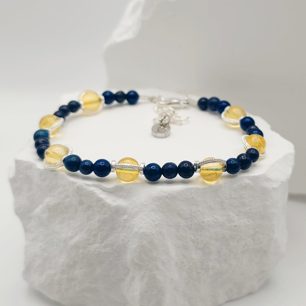 Lapis Lazuli and Citrine Beaded Bracelet [For Introspection]