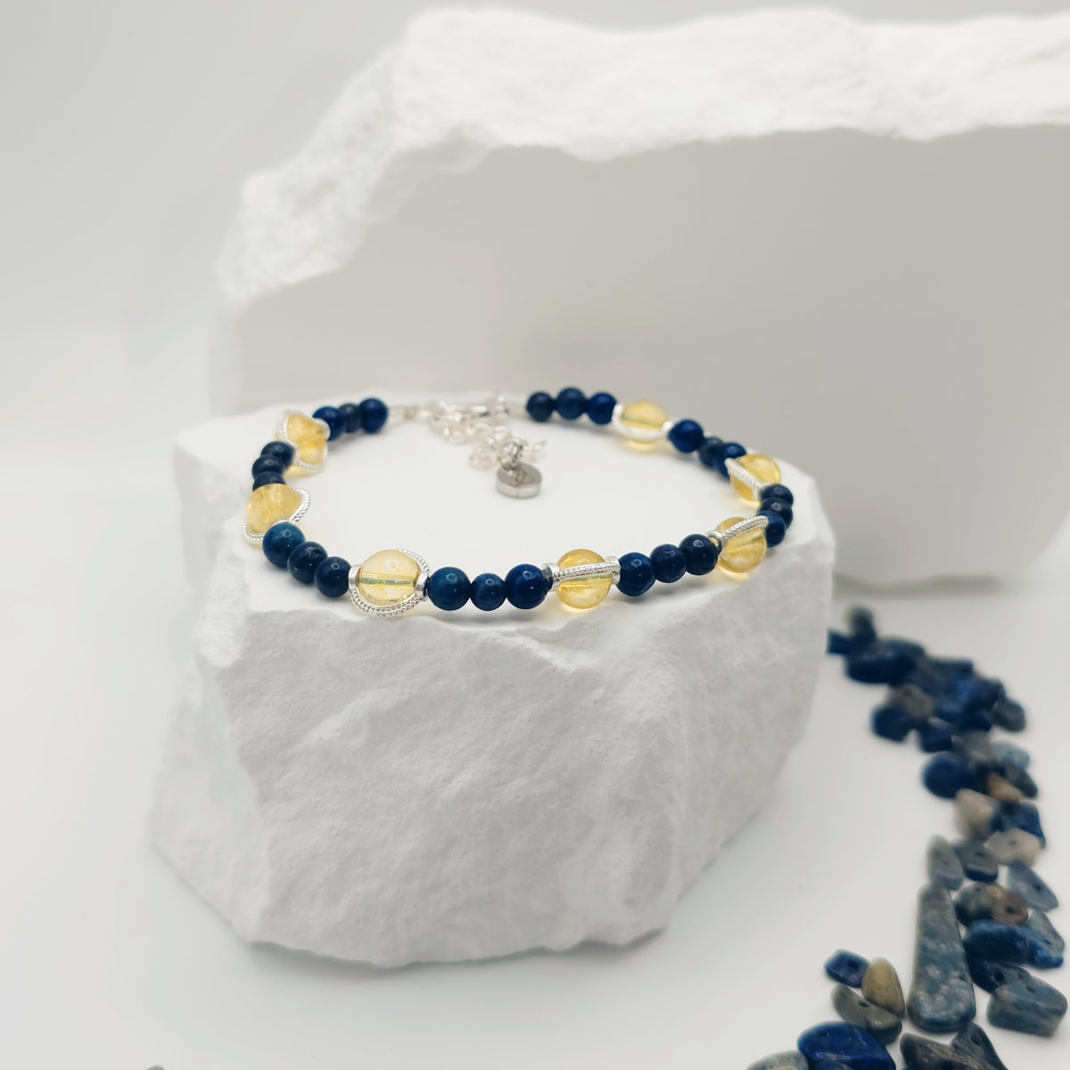 Lapis Lazuli and Citrine Beaded Bracelet [For Introspection]