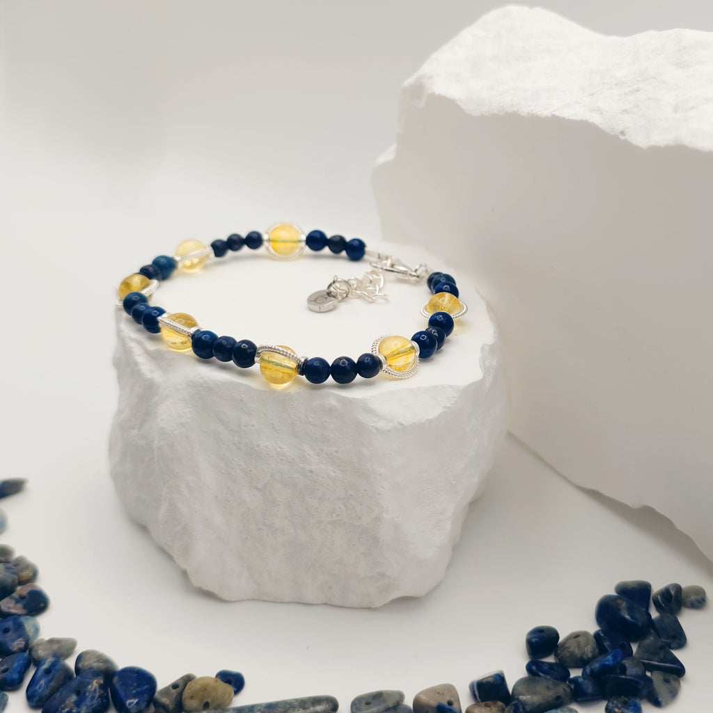 Lapis Lazuli and Citrine Beaded Bracelet [For Introspection]