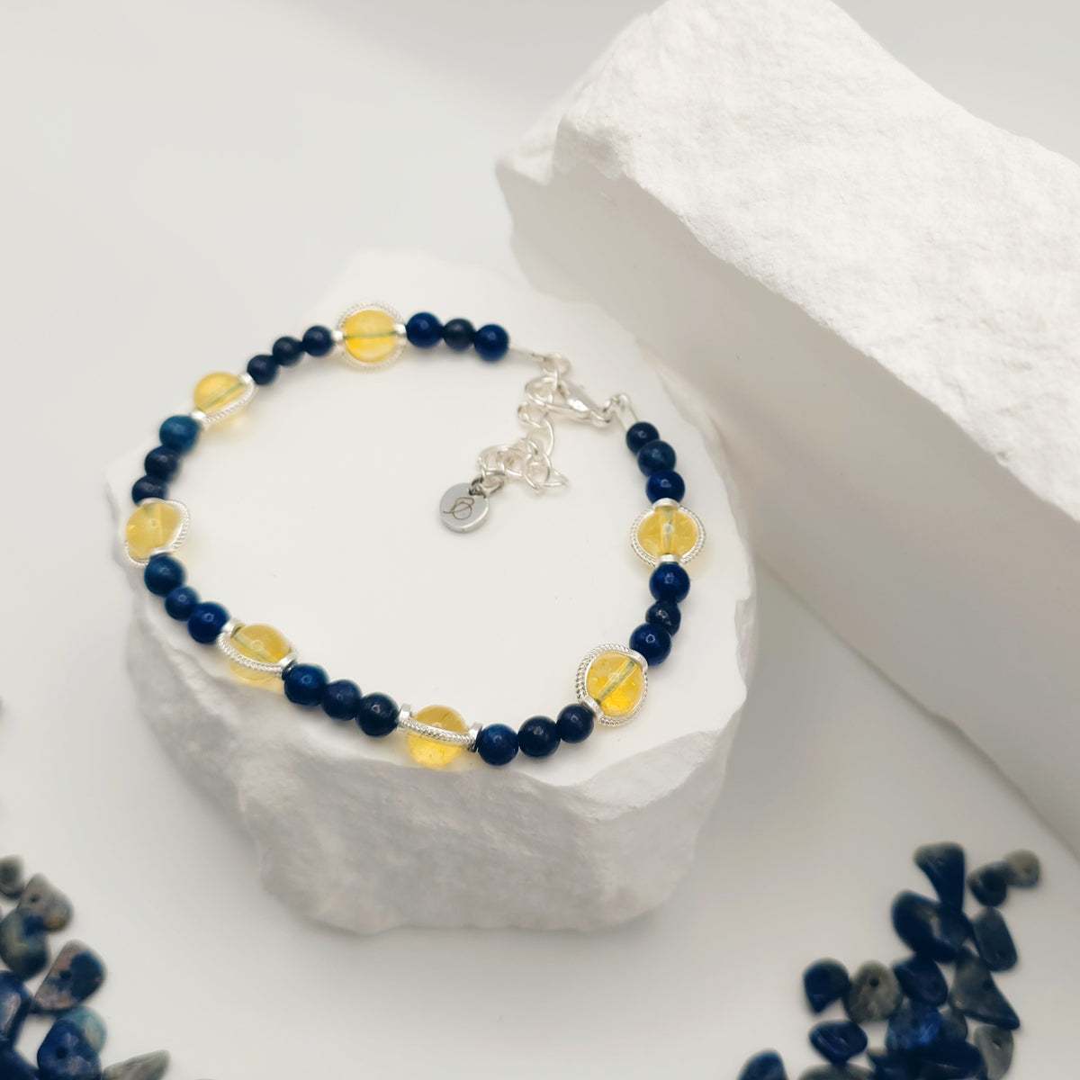 Lapis Lazuli and Citrine Beaded Bracelet [For Introspection]