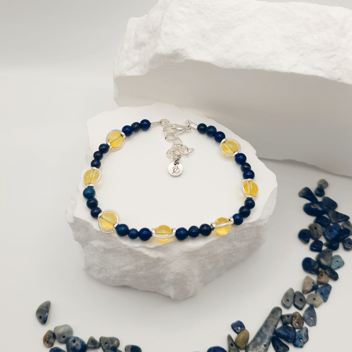 Lapis Lazuli and Citrine Beaded Bracelet [For Introspection]