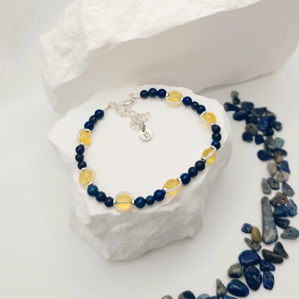 Lapis Lazuli and Citrine Beaded Bracelet [For Introspection]