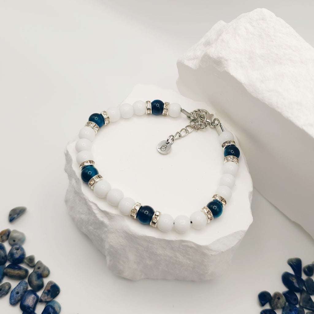 Aquamarine Tigers Eye Beaded Bracelet