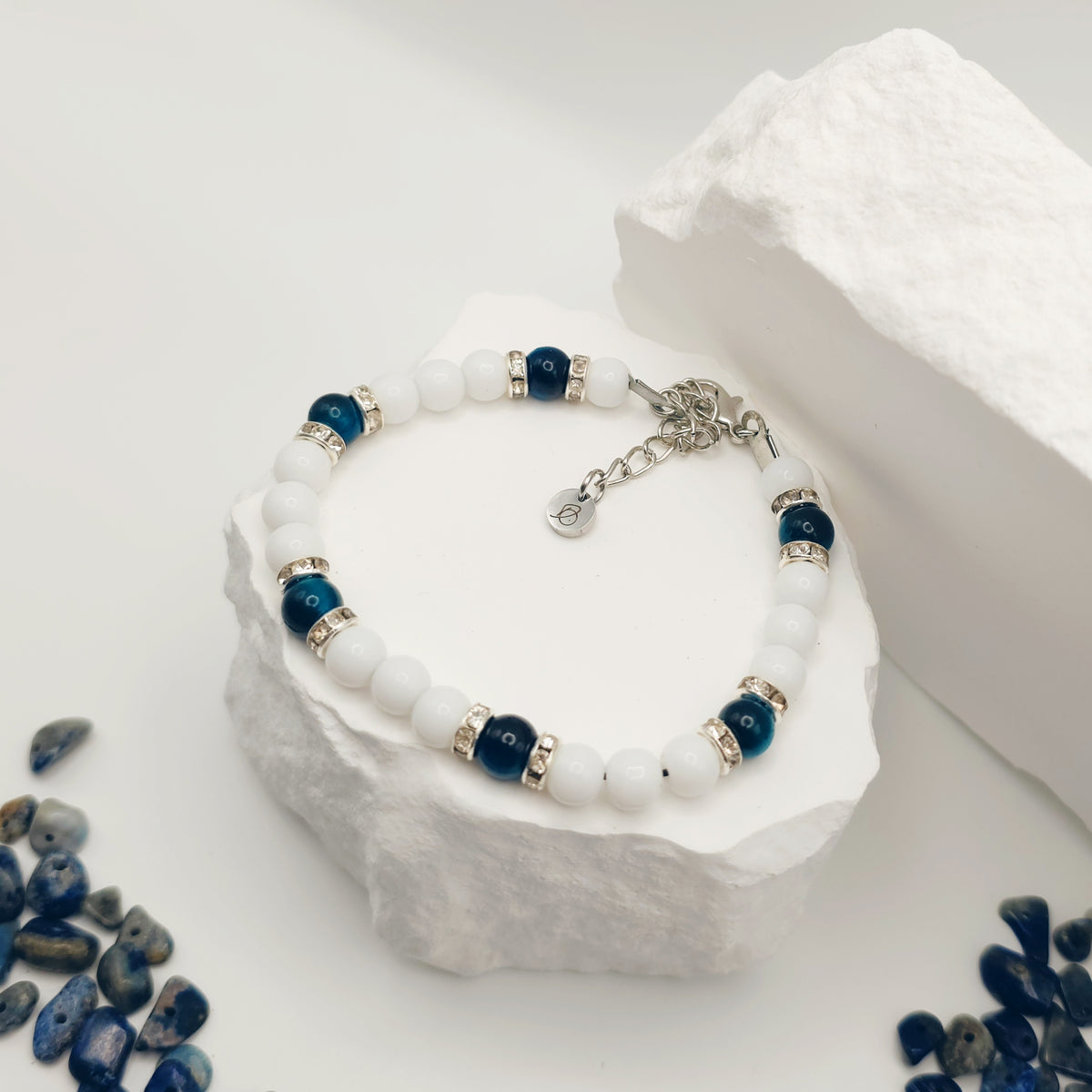 Aquamarine Tigers Eye Beaded Bracelet