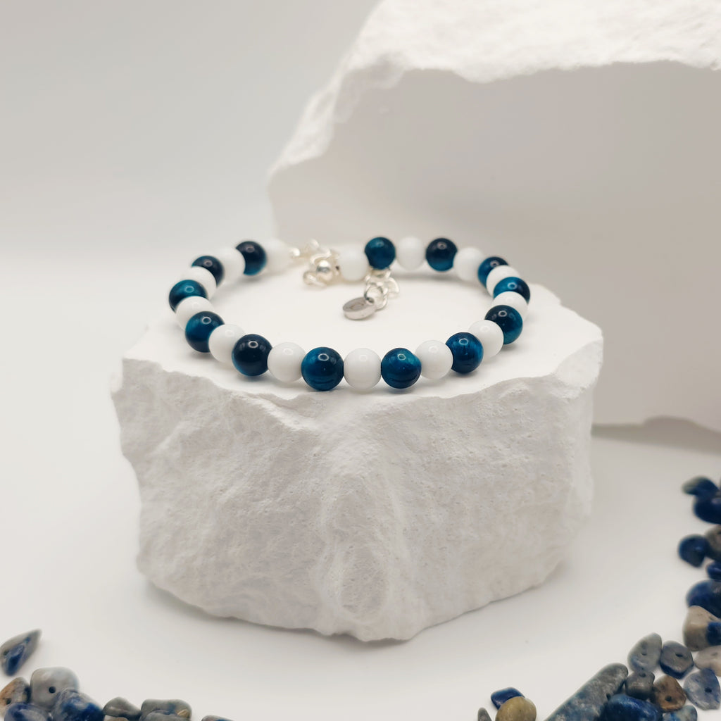 Aquamarine Tigers Eye Beaded Bracelet