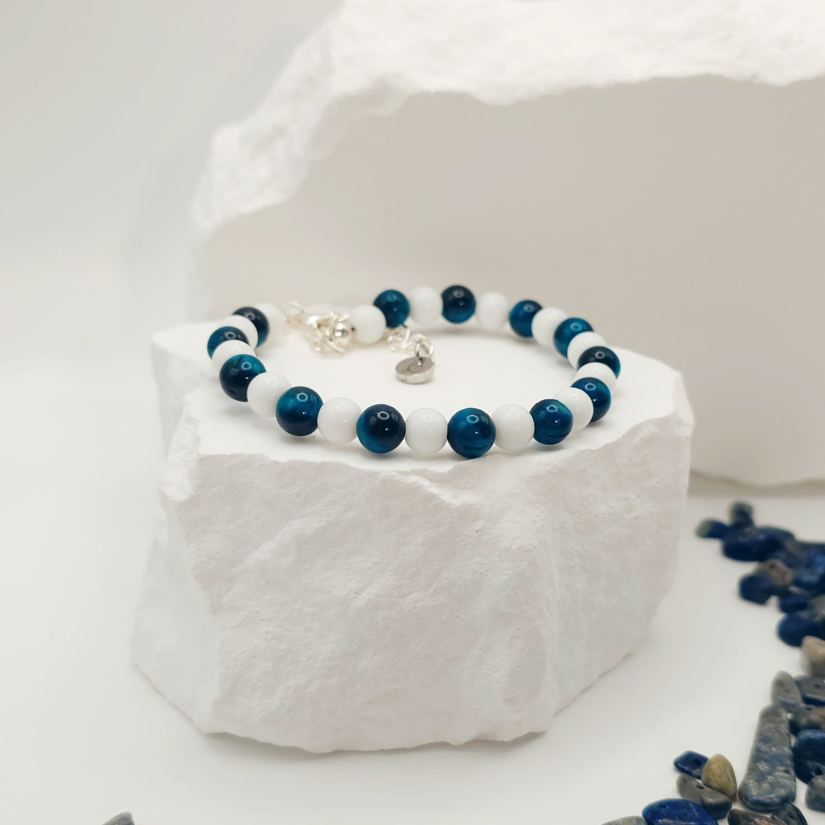 Aquamarine Tigers Eye Beaded Bracelet