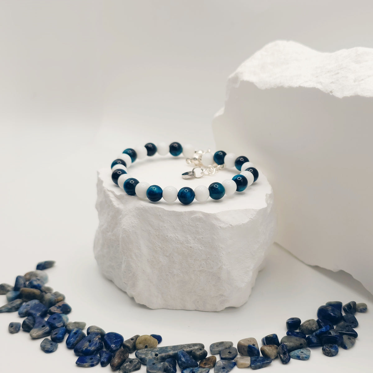 Aquamarine Tigers Eye Beaded Bracelet