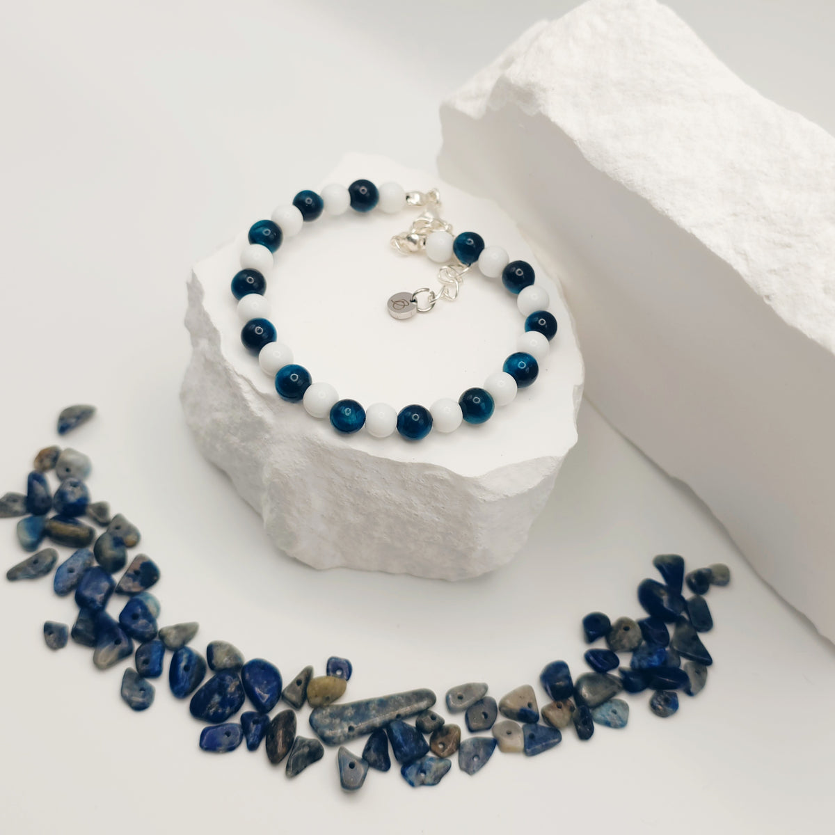 Aquamarine Tigers Eye Beaded Bracelet