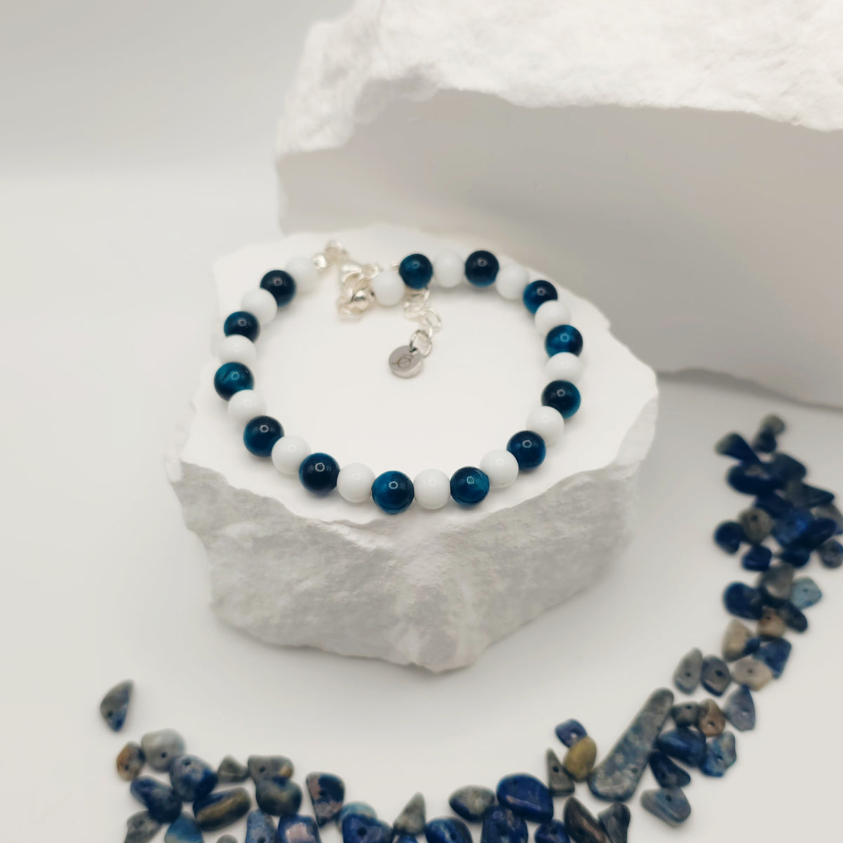 Aquamarine Tigers Eye Beaded Bracelet