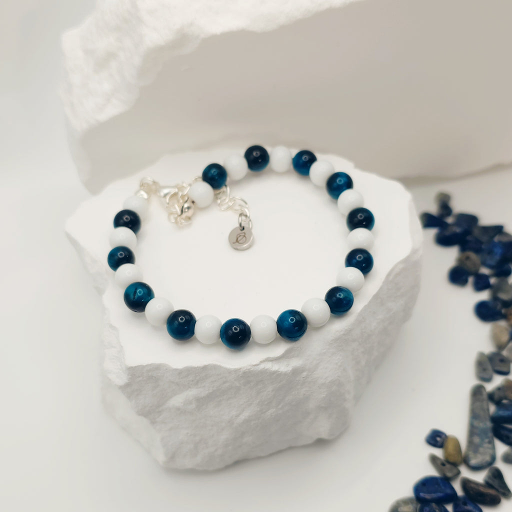 Aquamarine Tigers Eye Beaded Bracelet