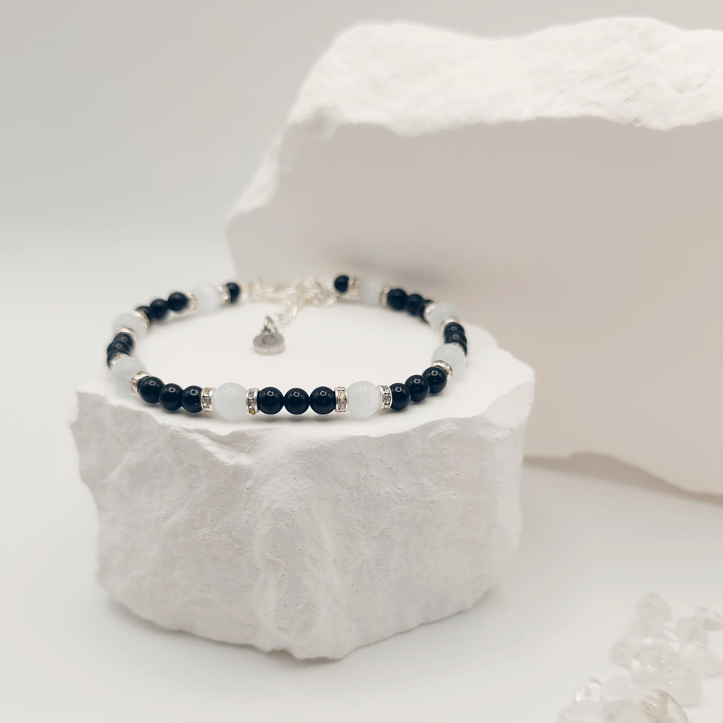 Onyx and White Tigers Eye Bracelet [For Inner Wisdom]