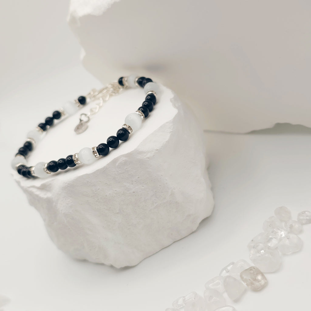 Onyx and White Tigers Eye Bracelet [For Inner Wisdom]