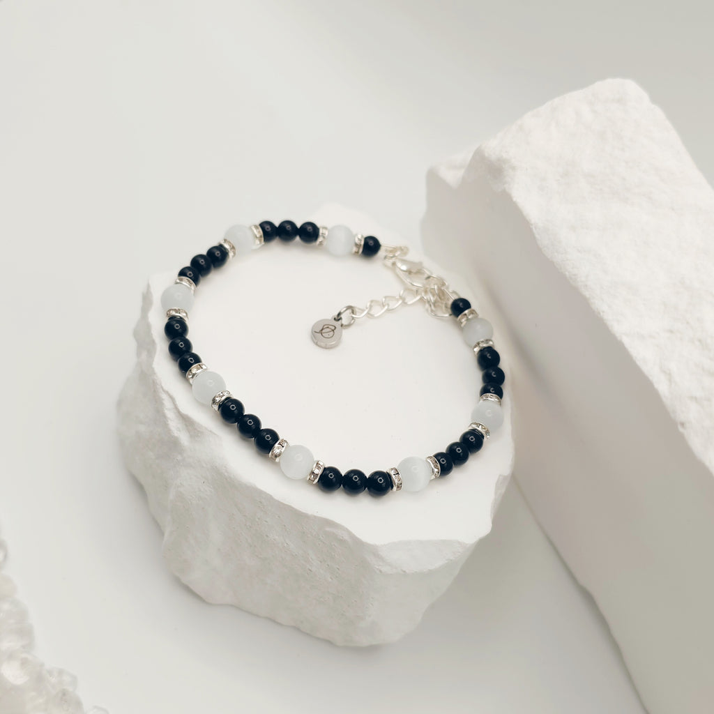 Onyx and White Tigers Eye Bracelet [For Inner Wisdom]