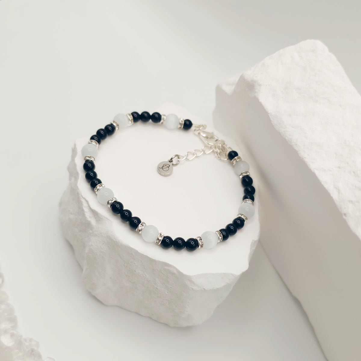Onyx and White Tigers Eye Bracelet [For Inner Wisdom]