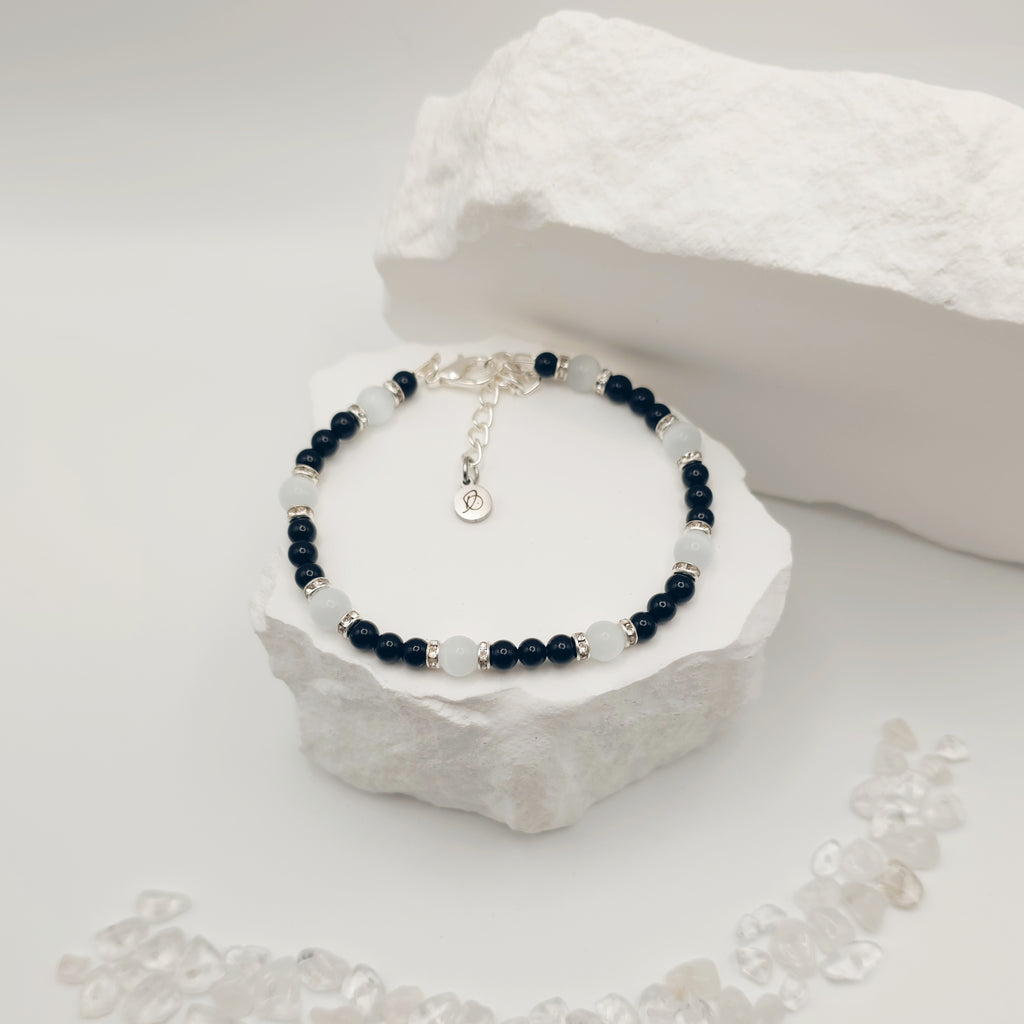 Onyx and White Tigers Eye Bracelet [For Inner Wisdom]