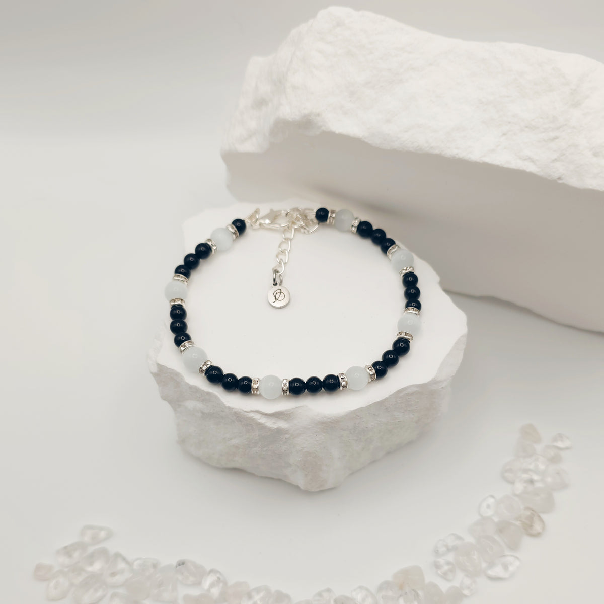 Onyx and White Tigers Eye Bracelet [For Inner Wisdom]