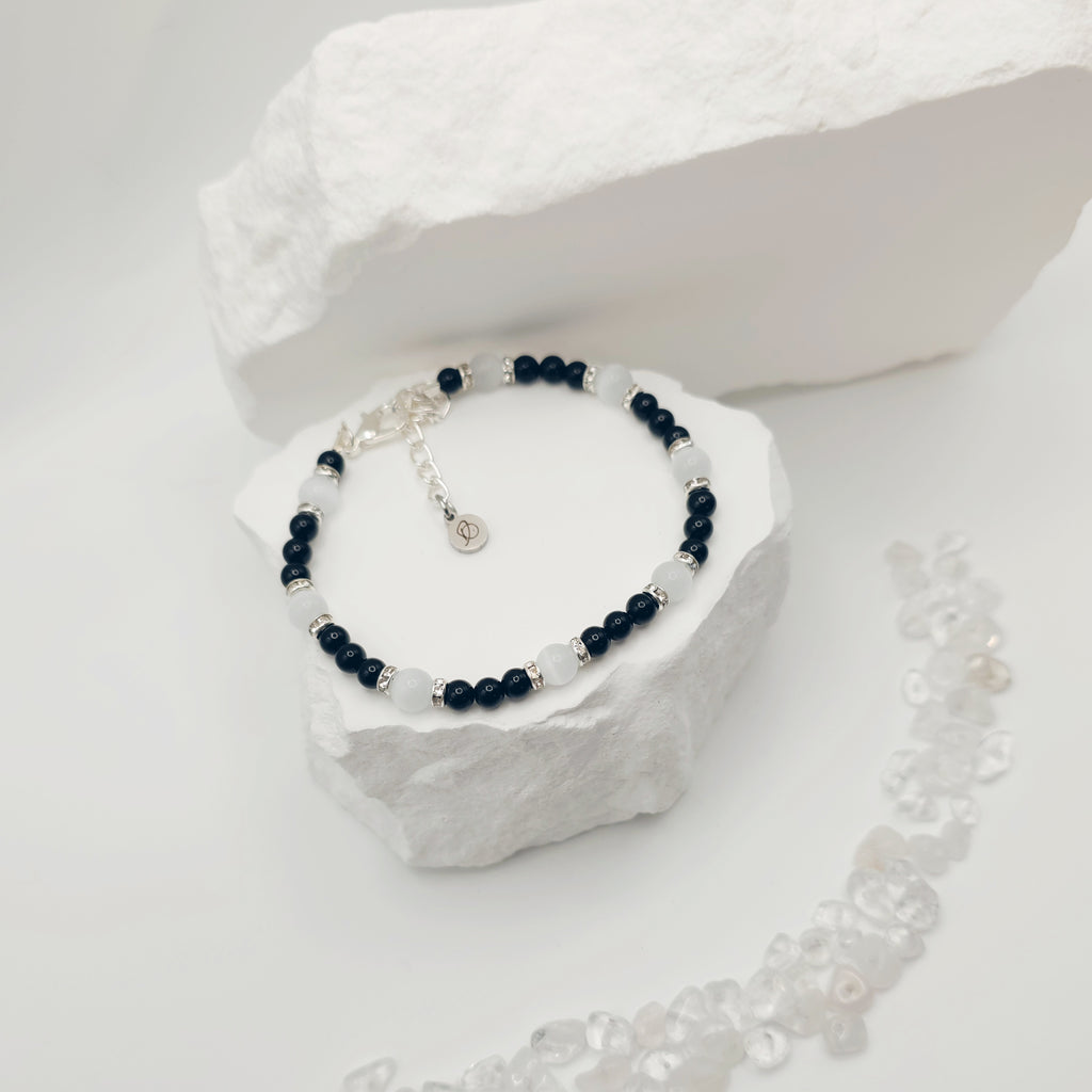 Onyx and White Tigers Eye Bracelet [For Inner Wisdom]