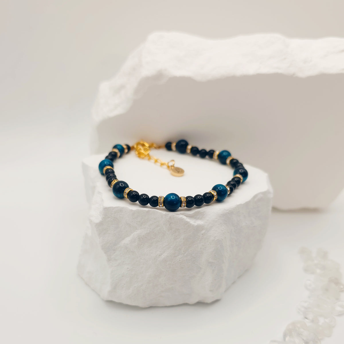 Onyx and Sapphire Tigers Eye Bracelet [For Inner Wisdom]