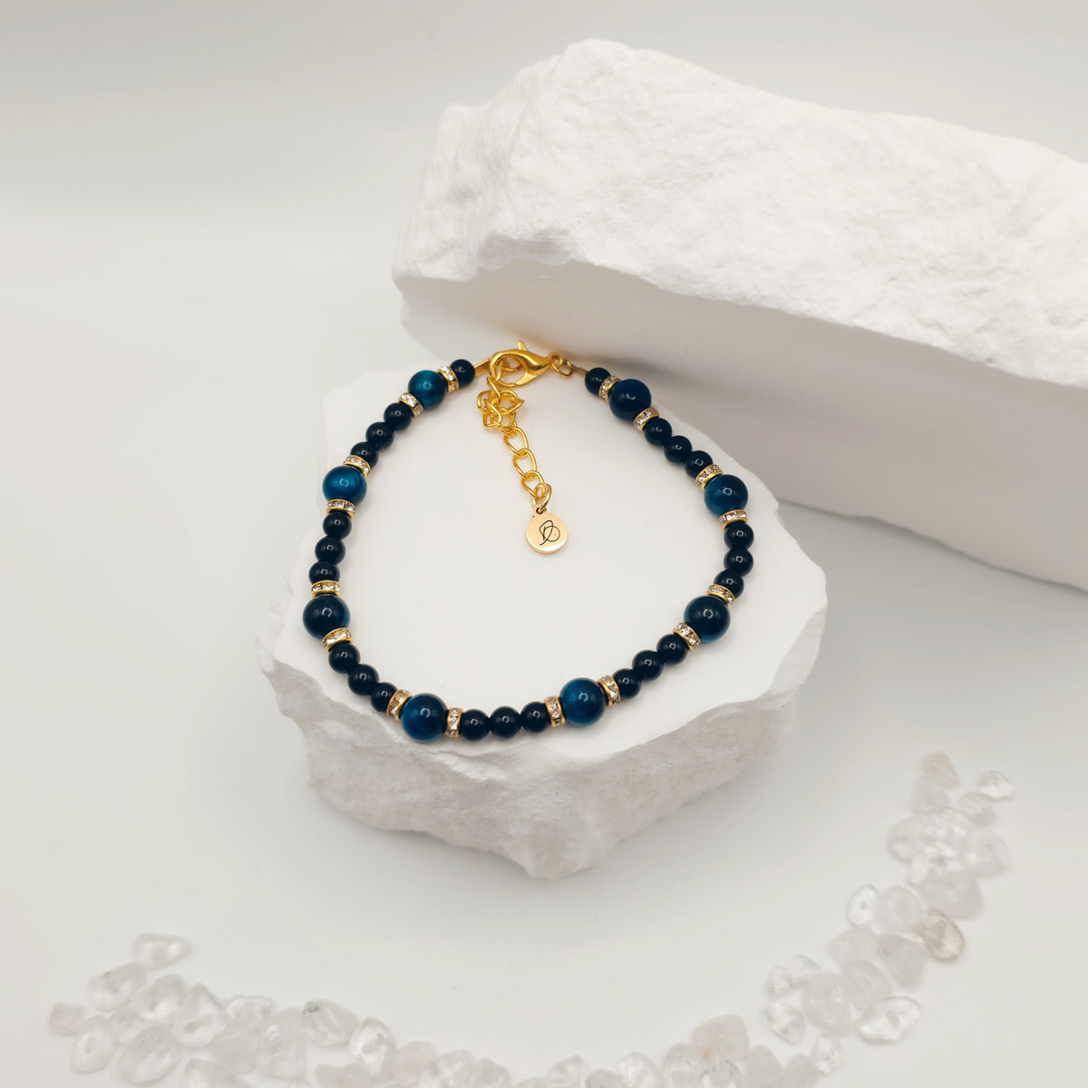 Onyx and Sapphire Tigers Eye Bracelet [For Inner Wisdom]