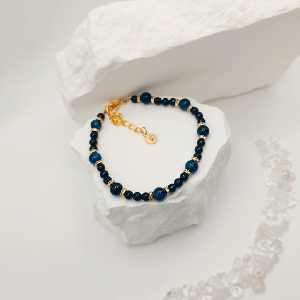 Onyx and Sapphire Tigers Eye Bracelet [For Inner Wisdom]