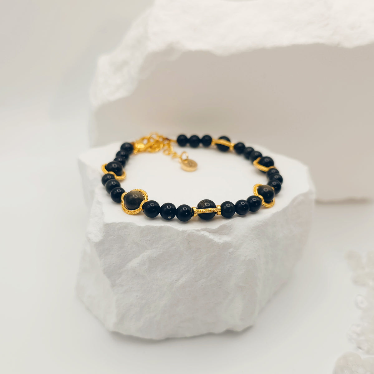 Gold-Sheen Obsidian Bracelet