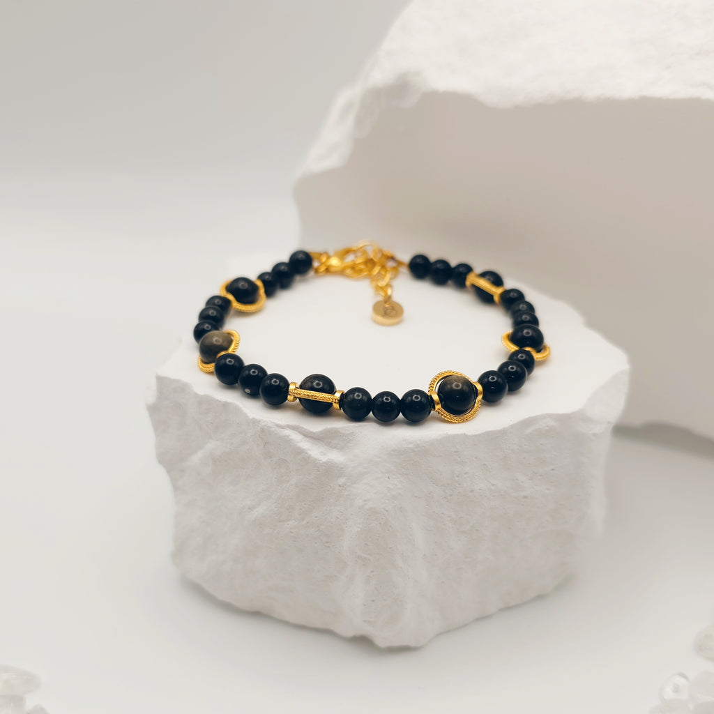 Gold-Sheen Obsidian Bracelet