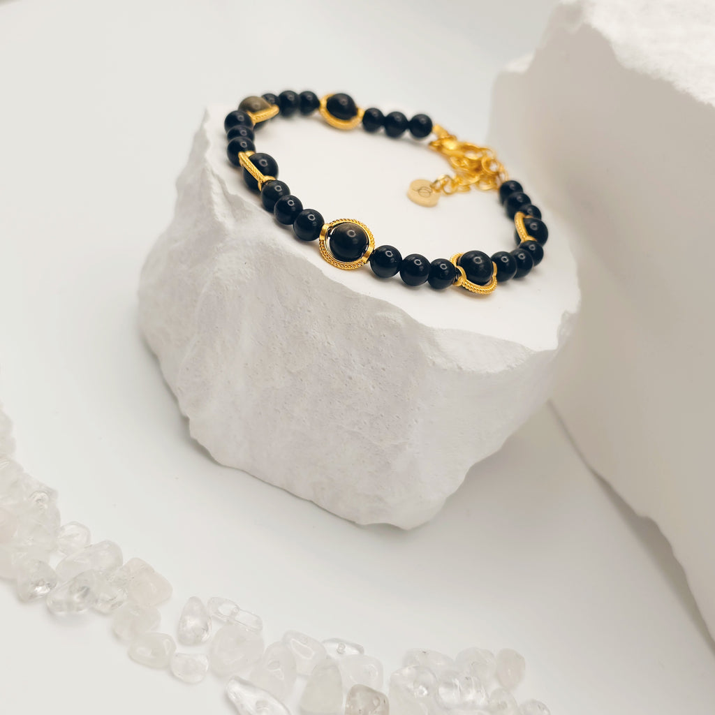 Gold-Sheen Obsidian Bracelet