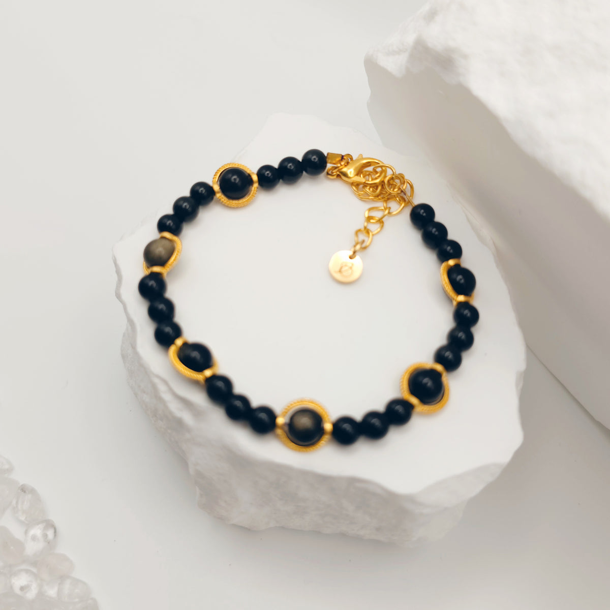 Gold-Sheen Obsidian Bracelet