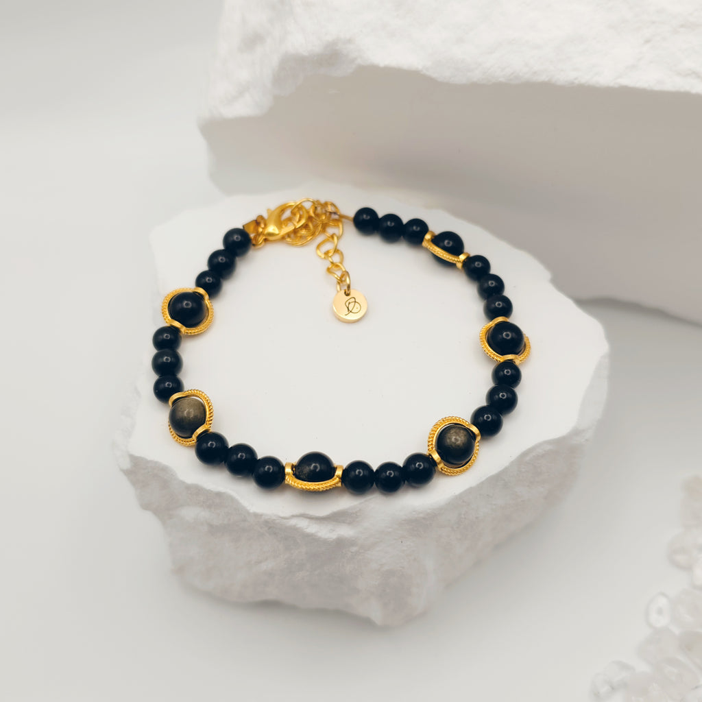Gold-Sheen Obsidian Bracelet