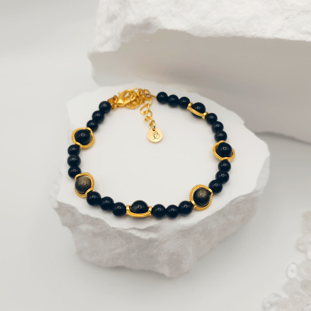 Gold-Sheen Obsidian Bracelet