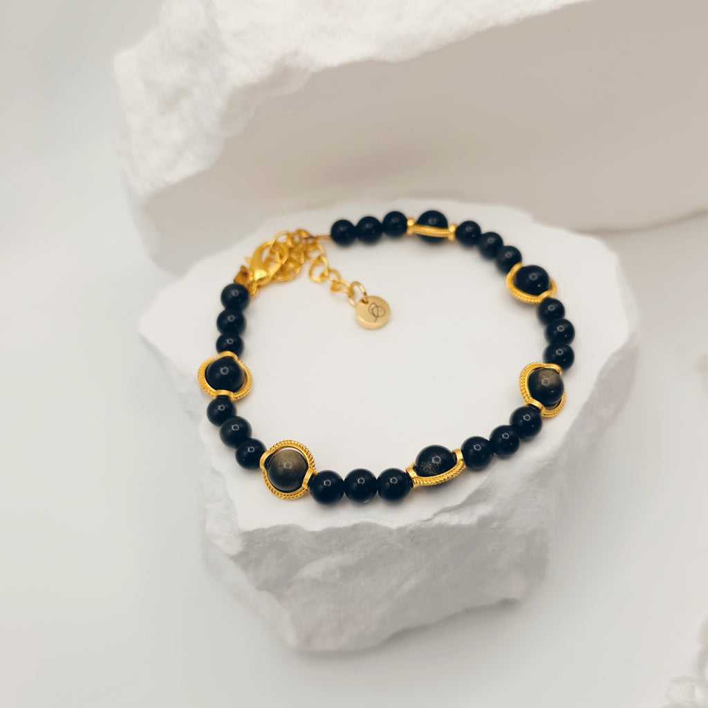 Gold-Sheen Obsidian Bracelet