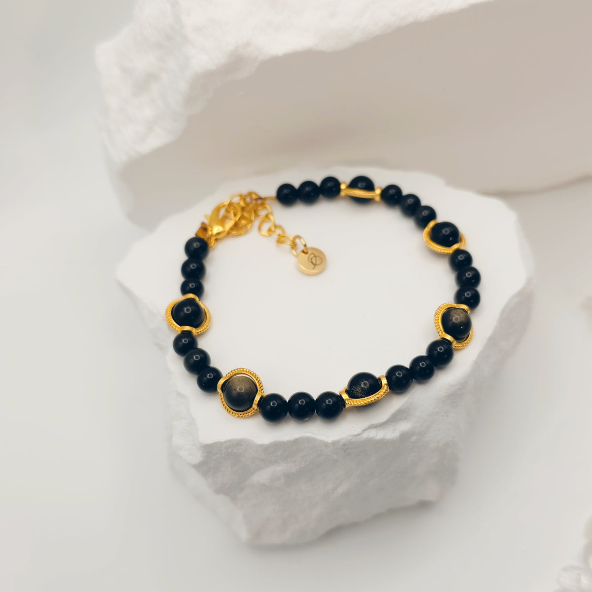 Gold-Sheen Obsidian Bracelet