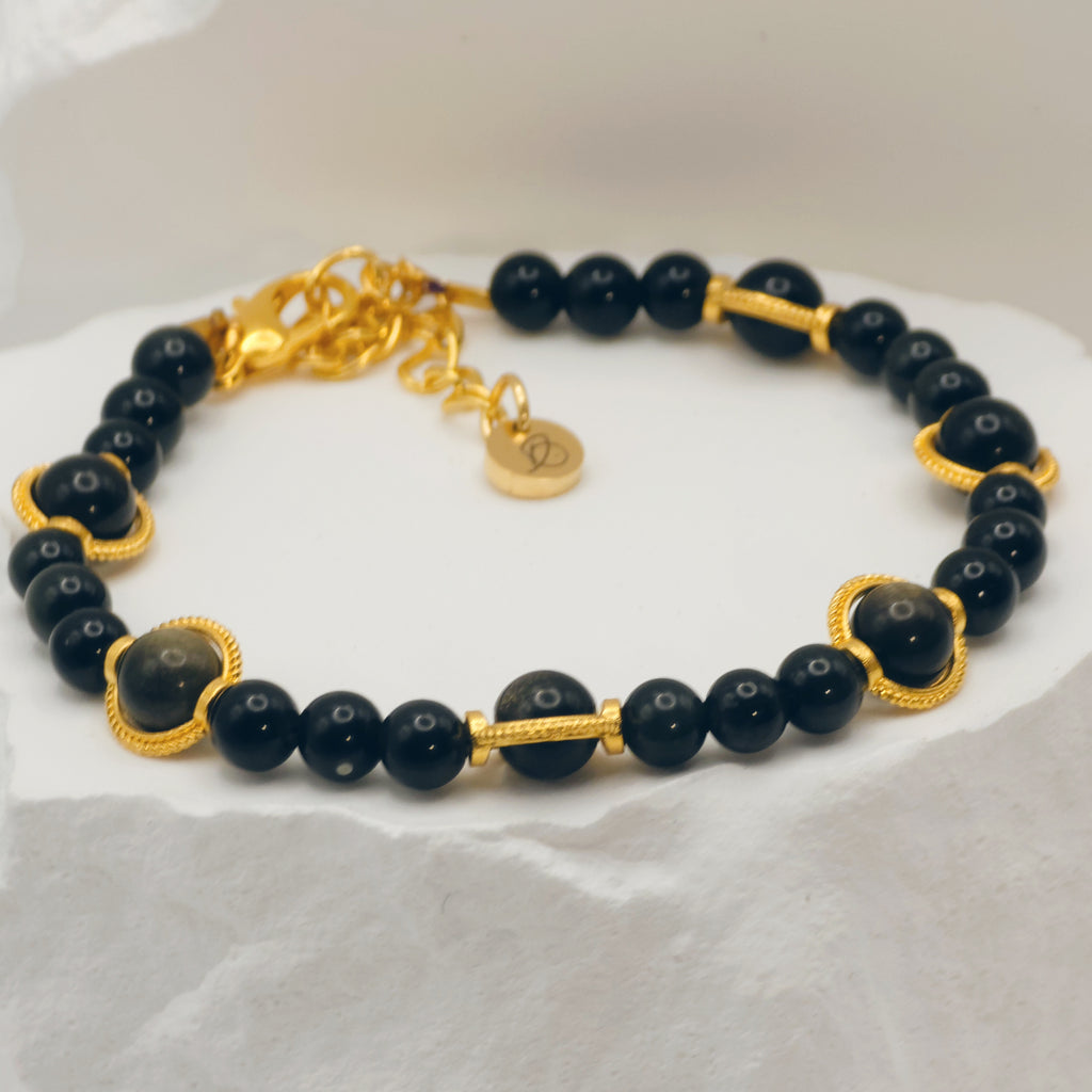 Gold-Sheen Obsidian Bracelet