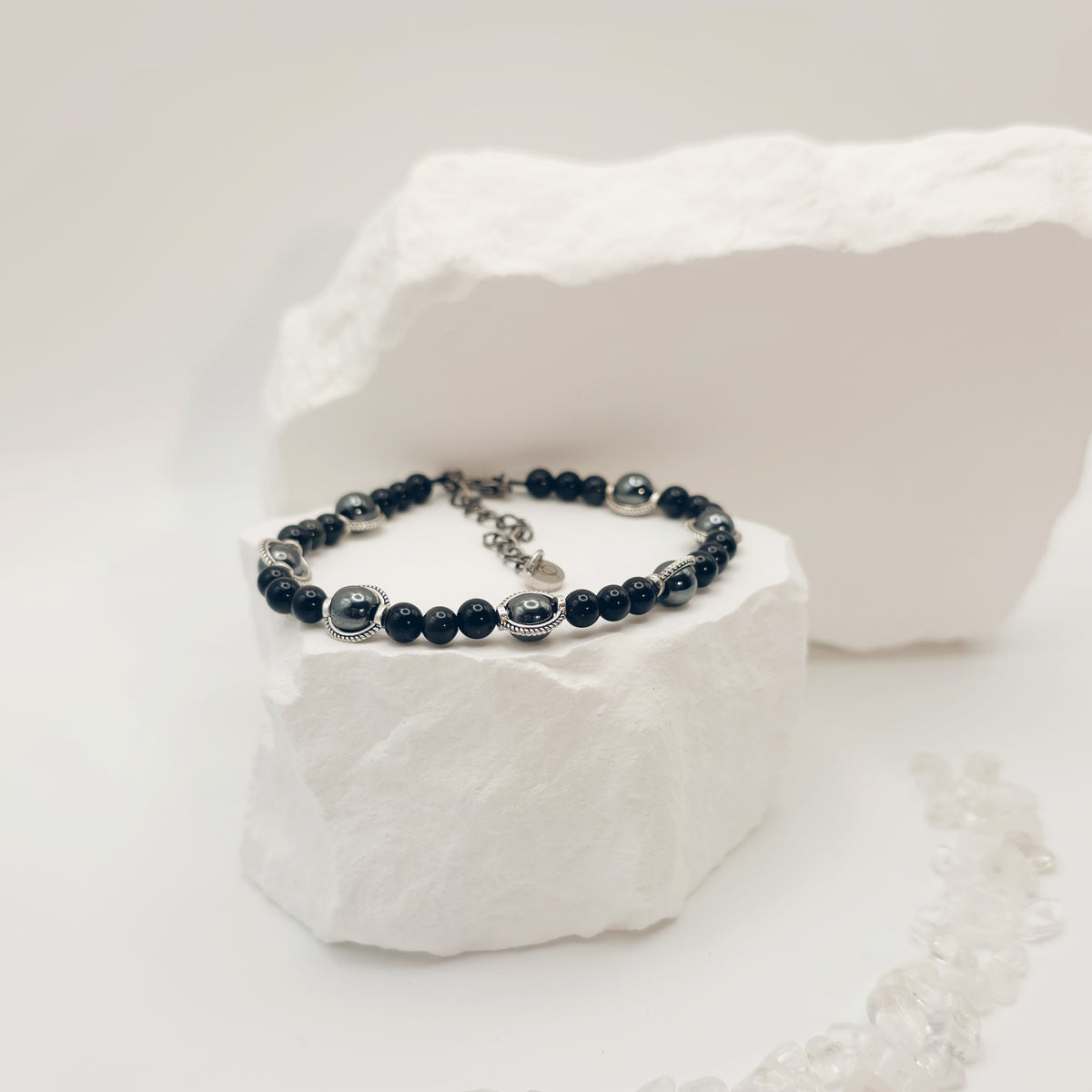 Gold-Sheen Obsidian and Hematite Bracelet [For Enhanced Clarity]