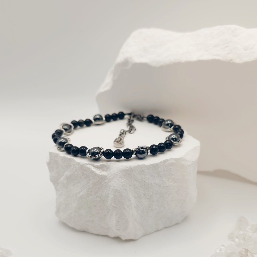 Gold-Sheen Obsidian and Hematite Bracelet [For Enhanced Clarity]